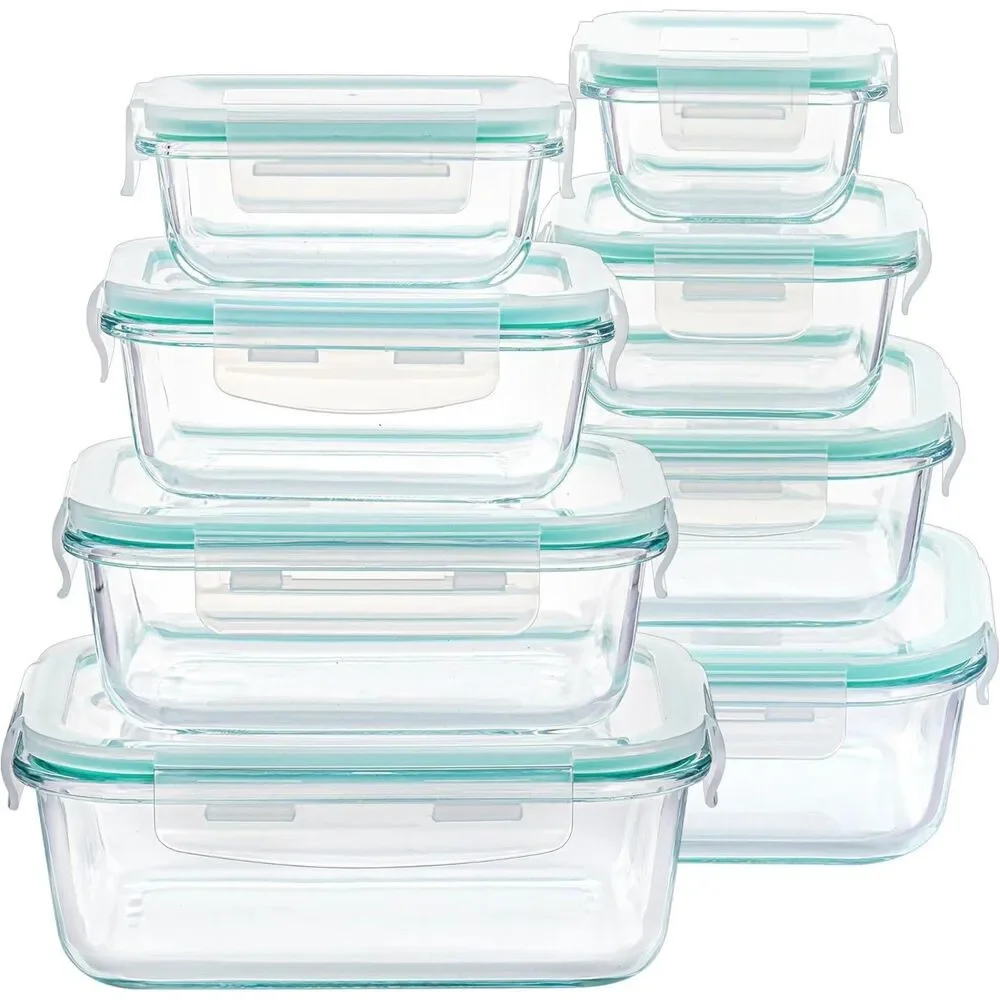 Vtopmart 8 Pack Glass Food Storage Containers with Airtight Lids Glass Meal Prep